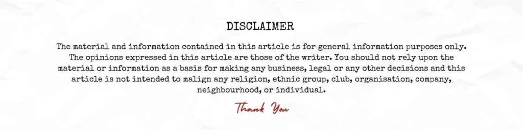 Disclaimer information Oneasia